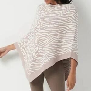 Barefoot Dreams CozyChic Ultra Lite Animal Print Poncho Rose Pink NEW One Size